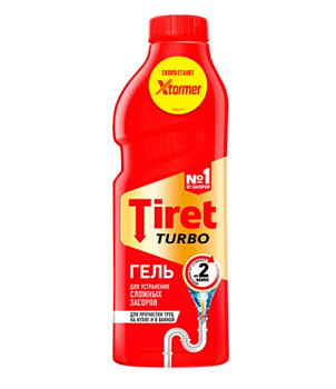 Гель для удаления засоров в канализационных трубах Tiret Turbo 1л