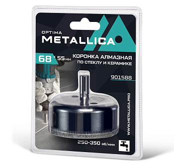 Коронка алмазная METALLICA Optima 68x55 мм, #80, по стеклу, плитке