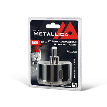 Коронка алмазная METALLICA Ultra  68х70 мм, #46, с сверлом, по керамограниту, плитке