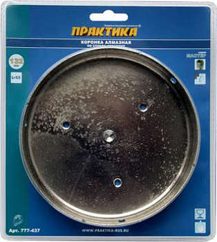 Коронка алмазная ПРАКТИКА  "Мастер" по стеклу и керамике 132 мм (1шт) 					