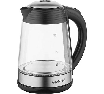 Чайник ENERGY E-251  (1.7л)  стекло, пластик цвет черный