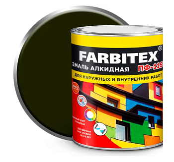 Эмаль алкидная ПФ-115 FARBITEX, хаки, 1,8кг