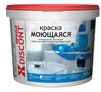 Краска для стен и потолков "ОРЕОЛ" белая моющаяся водно-дисперс. полиакриловая для внут. работ 6,5кг