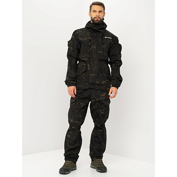 Костюм д/с Горка-5 цвет Черный мультикам ткань Смесовая Рип-Стоп (Размер: 44-46, Рост: 182-188)