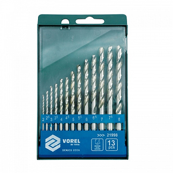 Набор сверл по металлу 13 предметов 2,0-8,0мм (пластиковая кассета) VOREL