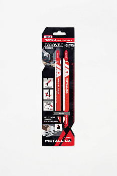 Пилки д/лобзика METALLICA Ultra T318VBF, 132/110мм шаг 1,8-2,5мм, BiM Vario, по стали 4-7мм, 2шт Пилки д/лобзика METALLICA Ultra T318VBF, 132/110мм шаг 1,8-2,5мм, BiM Vario, по стали 4-7мм, 2шт