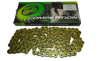 Цепь тюнинг в инд. упак. (коробка), 428Н-130 L (130 зв.), усиленная, цвет золото (Crossfire, Bitrix)