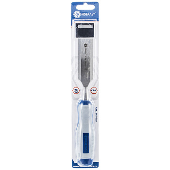 Стамеска плоская КОБАЛЬТ 28 х 140 мм, CR-V, двухкомпонентная рукоятка