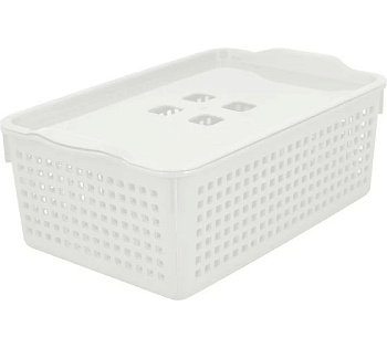 Корзинка "Лофт" 3,8л 295х185х105 мм с крышкой (белый)