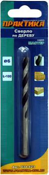 Сверло по дереву ПРАКТИКА 6 х 90мм (1шт.) блистер, серия Мастер