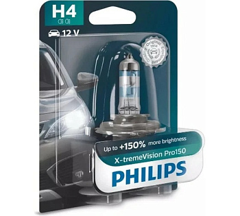 Лампа галогенная H4 (60/55) P43t-38+150% X-tremeVision Pro150 (2шт) 12V PHILIPS /1/5