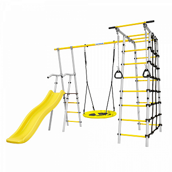 Спорт. комплекс ROMANA Богатырь (серый/желтый) 3 уп. кор+кор+горка 900
