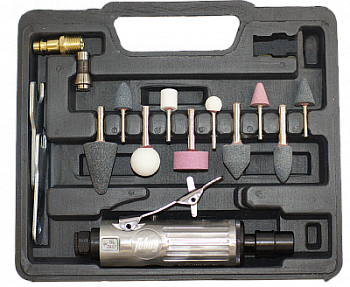 Пневмошлифмашина прямая GL25000 (354л/мин, 6бар, 25000об/мин) + набор, кейс