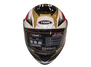 Шлем интеграл YM-831 "YAMAPA" CAT WHITE, BLUE YELLOW, размер  L (прозрачный визор) NEW (6 шт упак.)