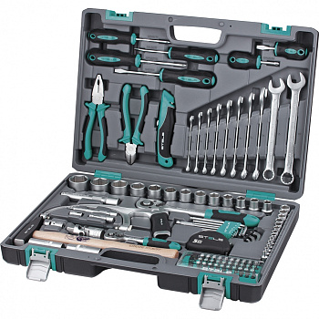 Набор инструментов, 1/2", 1/4", пластиковый кейс, 98 предм. STELS