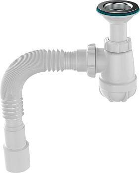 Сифон для умывальника 1 1/2"х40 с удлинённой горловиной с мет.реш. с г.т. 40х40/50 Aquant