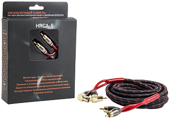 Провод соединительный AMP HRCA-5 Межблочный кабель-медь+2 экрана (5м)