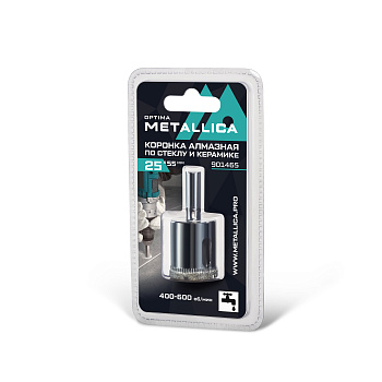 Коронка алмазная METALLICA Optima 25x55 мм, #80, по стеклу, плитке
