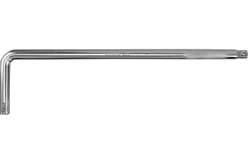 Вороток Г-образный, 375*100 мм, квадрат 1/2", CrV, матовый хром// Denzel