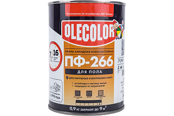 Эмаль алкидная ПФ-266 OLECOLOR, желто-коричневая, 0,9кг Эмаль алкидная ПФ-266 OLECOLOR, желто-коричневая, 0,9кг