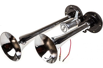 Сигнал звуковой 2 рожка воздушный без компрессора  SKYWAY 019 L=290/220мм 12/24V