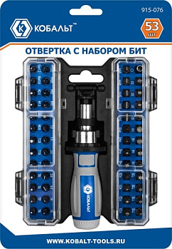 Отвертка рукоятка КОБАЛЬТ с набором бит, 53 пр., CR-V (25 бит, 26 бит для точн.работ + адаптер,)