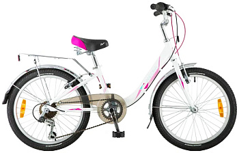 Велосипед NOVATRACK 20", ANCONA, белый, алюм., 6-скор, TY21/RS35/SG-6SI, V-brake