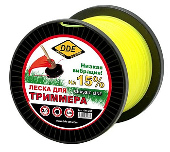 Корд триммерный на катушке DDE "Classic line" (круг) 2,0 мм х 120 м, желтый
