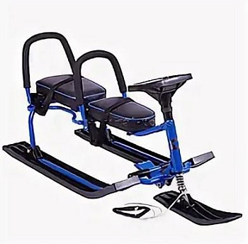 Снегокат "TWINS BABY" 503 (2 сиденье 2 спинки) (рама синий)