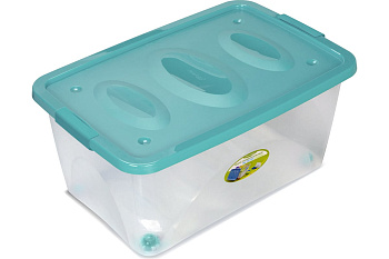 Ящик универсальный "Астело" 600х400х280мм на колесиках бирюзовый