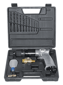 Пневмодрель DRS142/1800 (142л/мин, 6,3бар, 1800об/мин, 1,8кг) реверс+набор, кейс