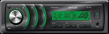 Автопроигрыватель SKYLOR BT-350 green 4x50 BT, MP3, WMA, USB, AUX,RCA, SD-card съемная панель