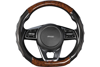 Оплетка SKYWAY Drift-1 M Черно/Коричневая экокожа/ПВХ Со скошенным низом