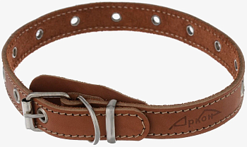 Ошейник 25/1 кожа один слой, декор.строчка, (коньячный)