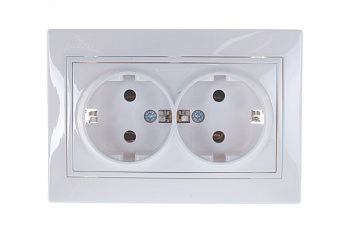 Розетка 2 СП "MIRA" с/з керамика/бел. 