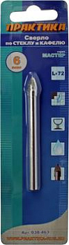 Сверло по стеклу ПРАКТИКА 6х72мм серия "Мастер"