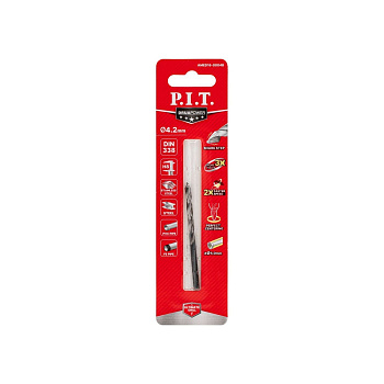 Сверло по металлу самоцентрирующееся P.I.T. DRUA AMED16-0004B (HSS, Ø4,2мм, 75х43мм,SharkStep)