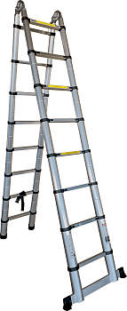 Лестница двухсторонняя телескопическая с шарниром 2,5+2,5 Лестница двухсторонняя телескопическая с шарниром 2,5+2,5
