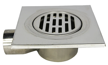 Трап мет.угловой 15х15см (диаметр 50мм, нерж) гидрозатвор МР-У