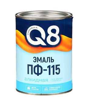 Эмаль ПФ-115 алкидная FORMULA Q8 ЯРКО-ЗЕЛЕНАЯ 0,8 кг