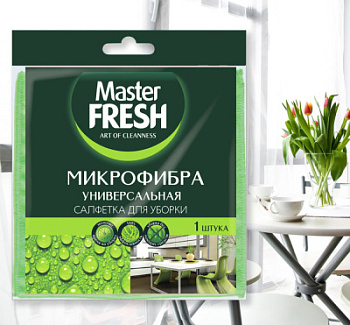 Салфетка универсальная Master FRESH МИКРОФИБРА для уборки, 1шт. (30*30см)(30) (К)