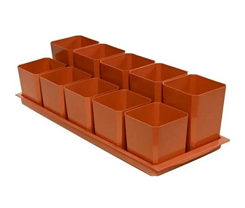 Набор горшков/рассады двухуровневый (5х0,75л+5х0,5л) цвет Терракотовый