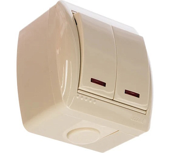 Выключатель 2 ОП "NATA" крем. с подсветкой