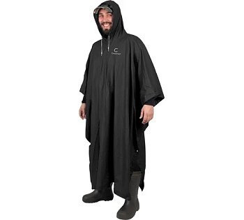 Пончо-дождевик СЛЕДОПЫТ, плотный PVC, 121х129мм., на кнопках, с капюшоном, черный, р.48-50