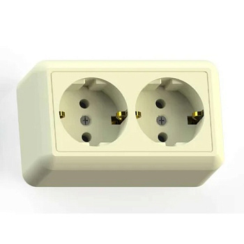 Розетка 2 ОП с з/к Оптима слонов. кость, SQ1801-0020