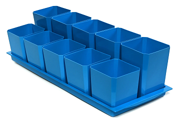 Набор горшков/рассады двухуровневый (5х0,75л+5х0,5л) цвет Голубой