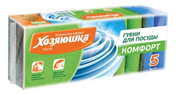 Губка для посуды "ХОЗЯЮШКА Мила" КОМФОРТ 5 шт.