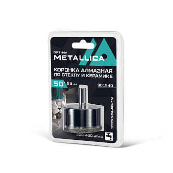 Коронка алмазная METALLICA Optima 50x55 мм, #80, по стеклу, плитке