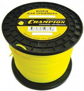 Леска трим. CHAMPION Star 2,4мм*245м (звезда)+нож CHAMPION