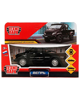 Машина металл ГАЗ ВЕПРЬ 12,5 см, двери, инерц, черн.